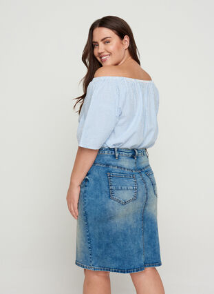 Denim skirt with pockets, Blue denim, Model image number 1