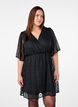 Short dress with batwing sleeves and dotted texture, Black, Model image number 0