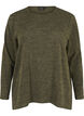 Melange blouse with round neck and long sleeves, Winter Moss, Packshot image number 0