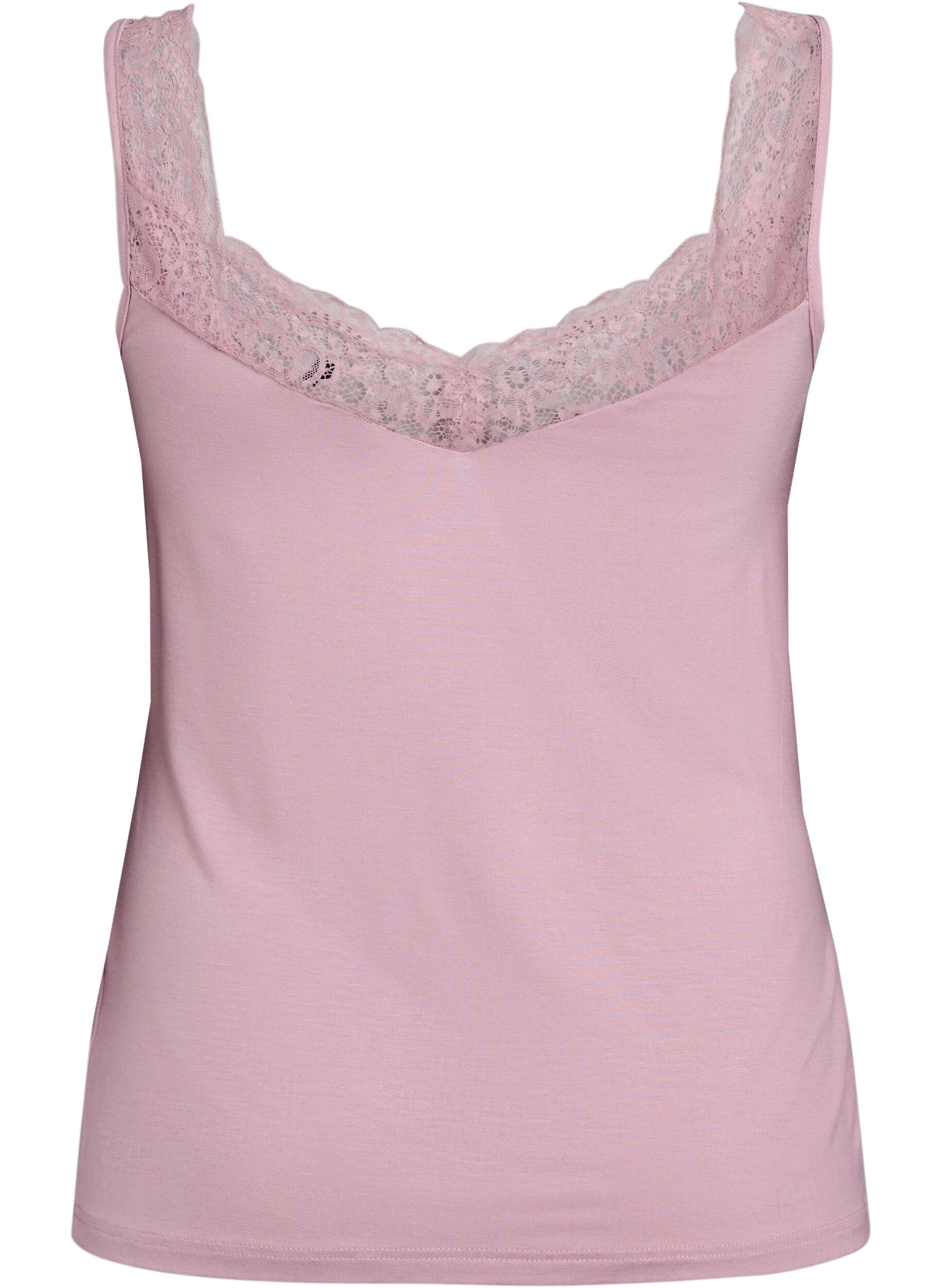 Zizzifashion Viscose top with lace edge, Rose, Packshot image number 1