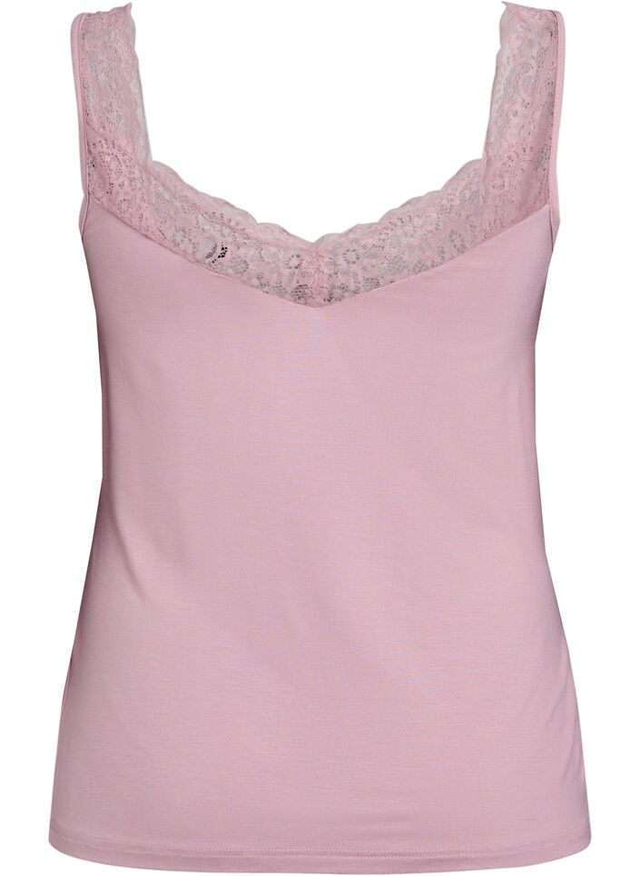 Viscose top with lace edge, Rose, Packshot image number 1