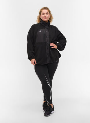 Sports fleece jacket with high neck and pockets, Black, Model image number 3
