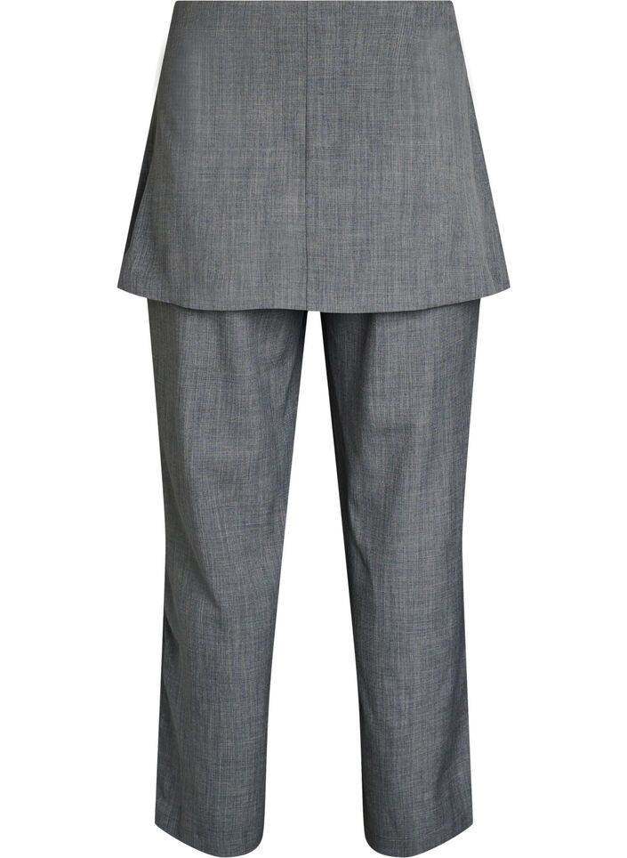 Straight fit trousers with skirt, Dark Grey, Packshot image number 1