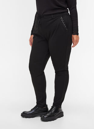 Cropped studded Maddison trousers, Black w Studs, Model image number 2