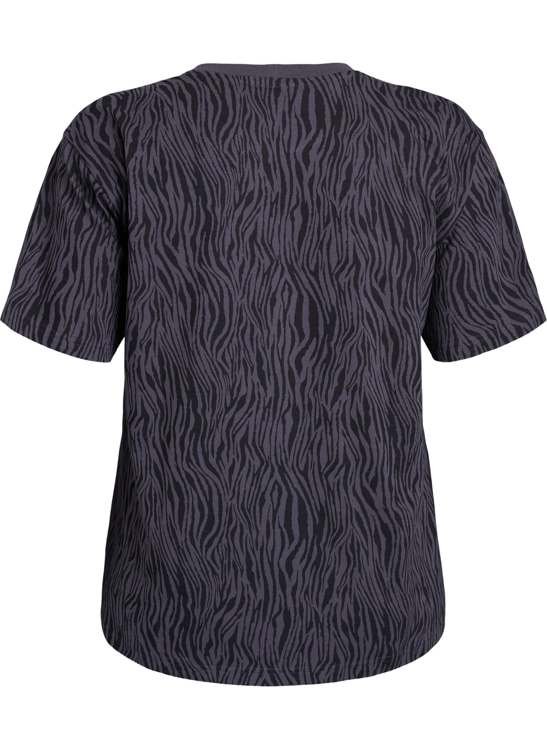 Zizzifashion Zebra print organic cotton sports tee, Dark Grey, Packshot image number 1
