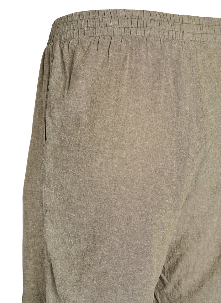 High-waisted linen and viscose shorts, Green, Packshot image number 2