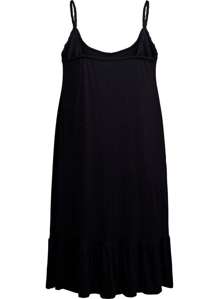Beach dress in viscose with braided straps, Black, Packshot image number 1