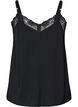 Cami top with a V-neck and lace trim, Black, Packshot image number 1