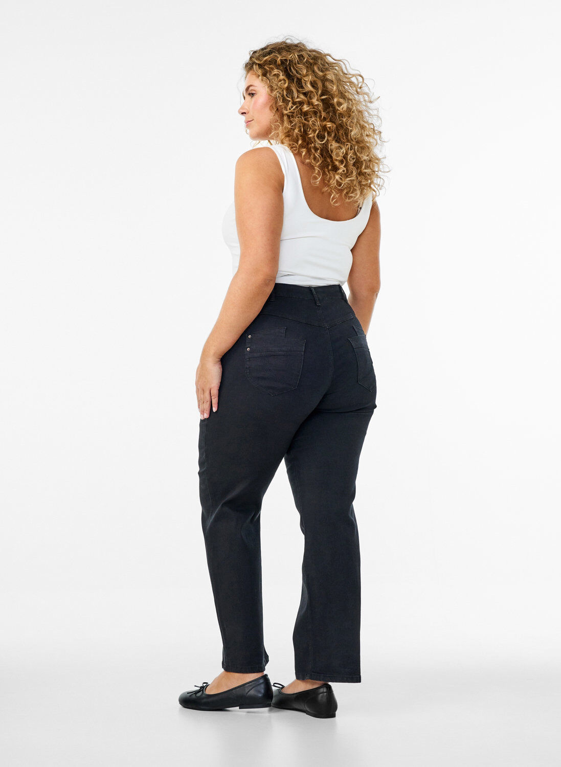 ZizzifashionRegular fit Gemma jeans with high waist, Black, Model image number 1