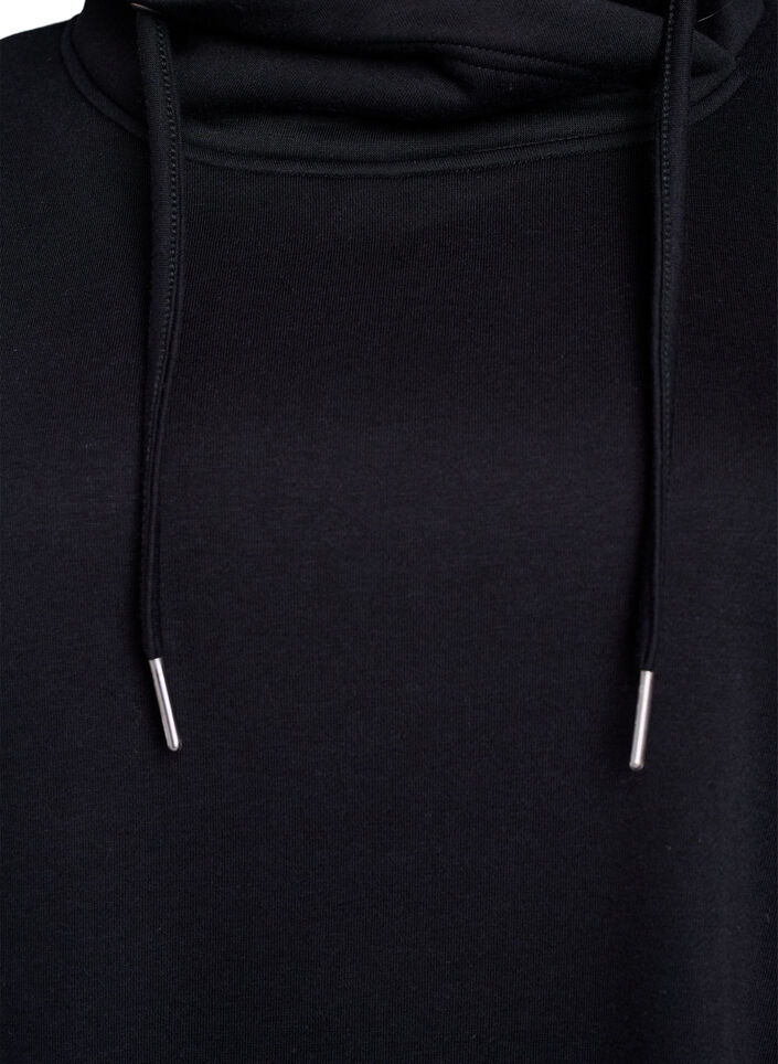 Sweatshirt with high collar and pockets, Black, Packshot image number 2