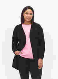 Long knitted cardigan in a viscose blend, Black, Model