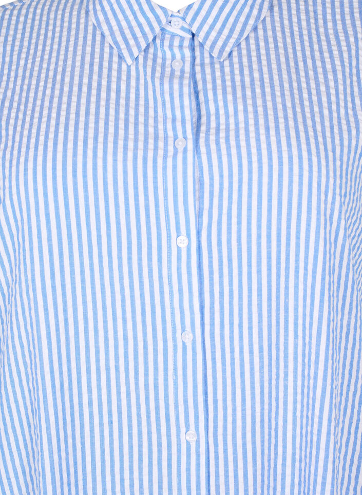 Long striped cotton shirt, Light Blue Stripe, Packshot image number 2