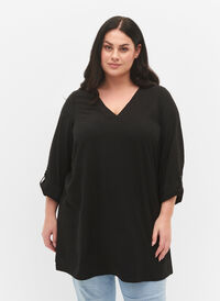 A-shape tunic with 3/4 sleeves, Black, Model