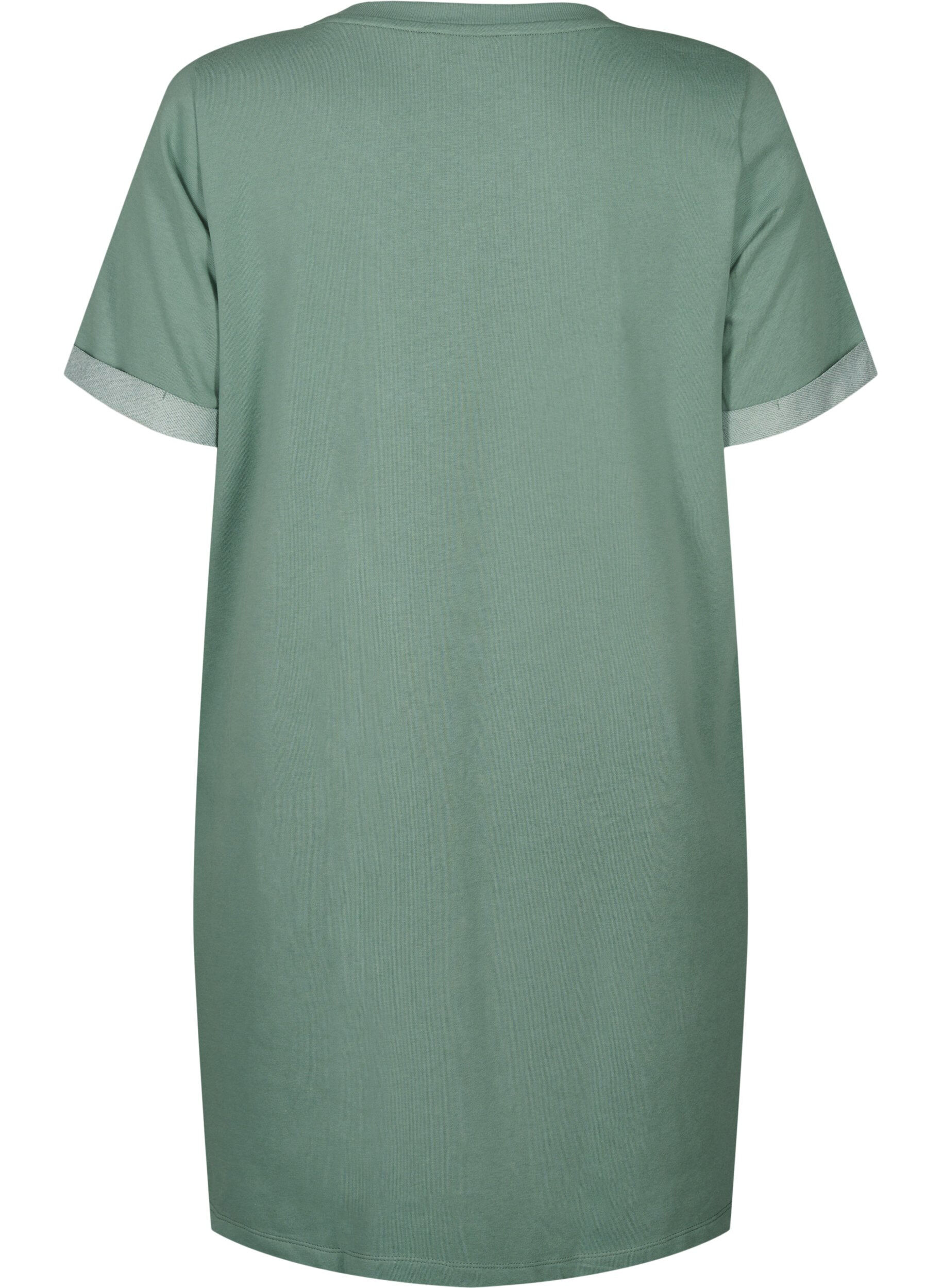 Zizzifashion Short-sleeved sweat dress with pockets, Chinois Green, Packshot image number 1