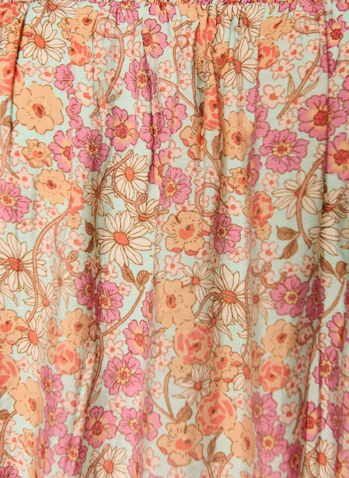 Short viscose dress with smocking and floral print, Orange, Packshot image number 2