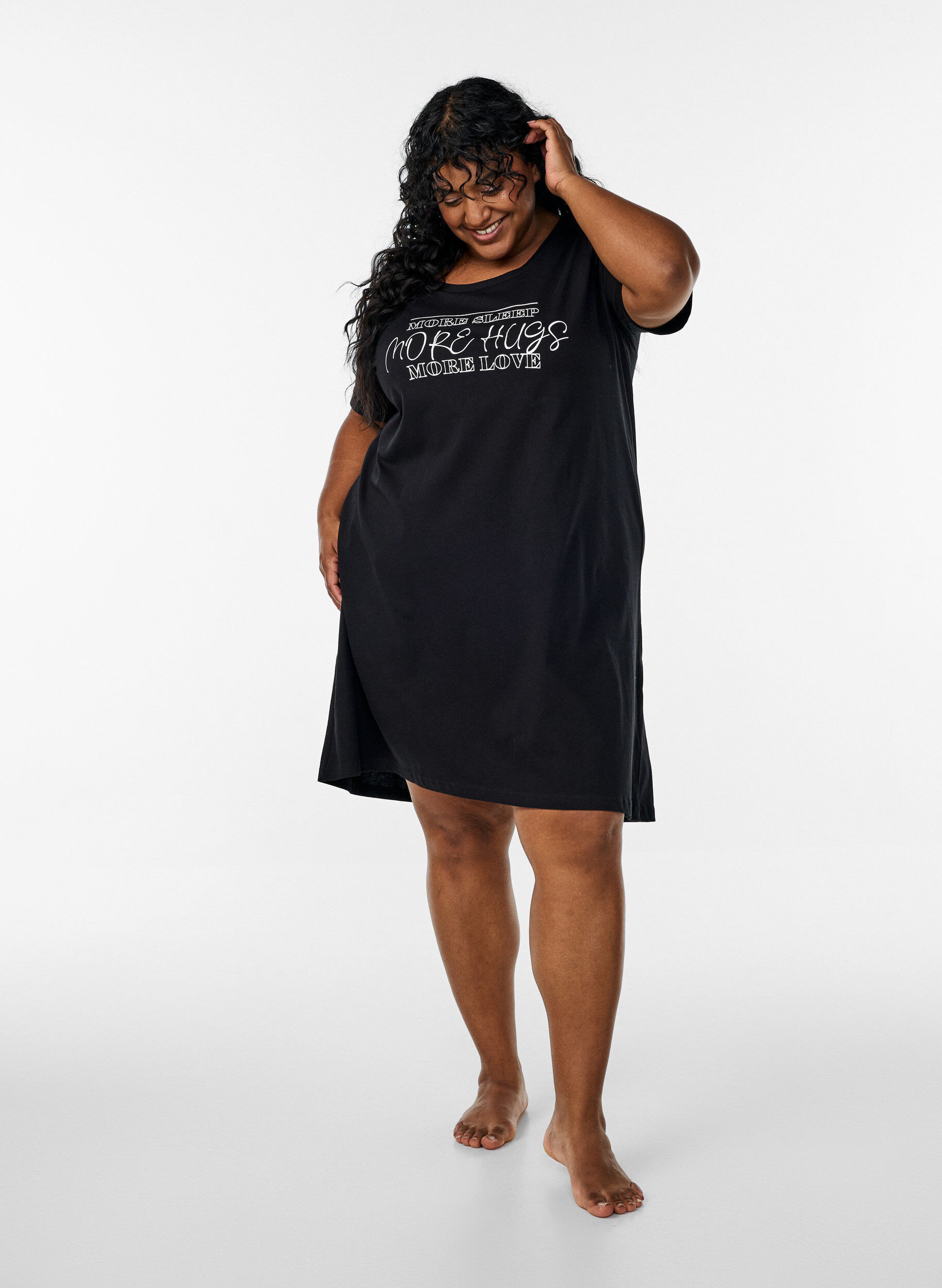 ZizzifashionOrganic cotton nightgown with v-neck, , Model image number 1