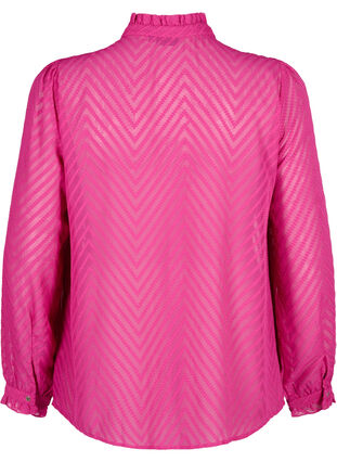 Shirt blouse with ruffles and patterned texture, Festival Fuchsia, Packshot image number 1