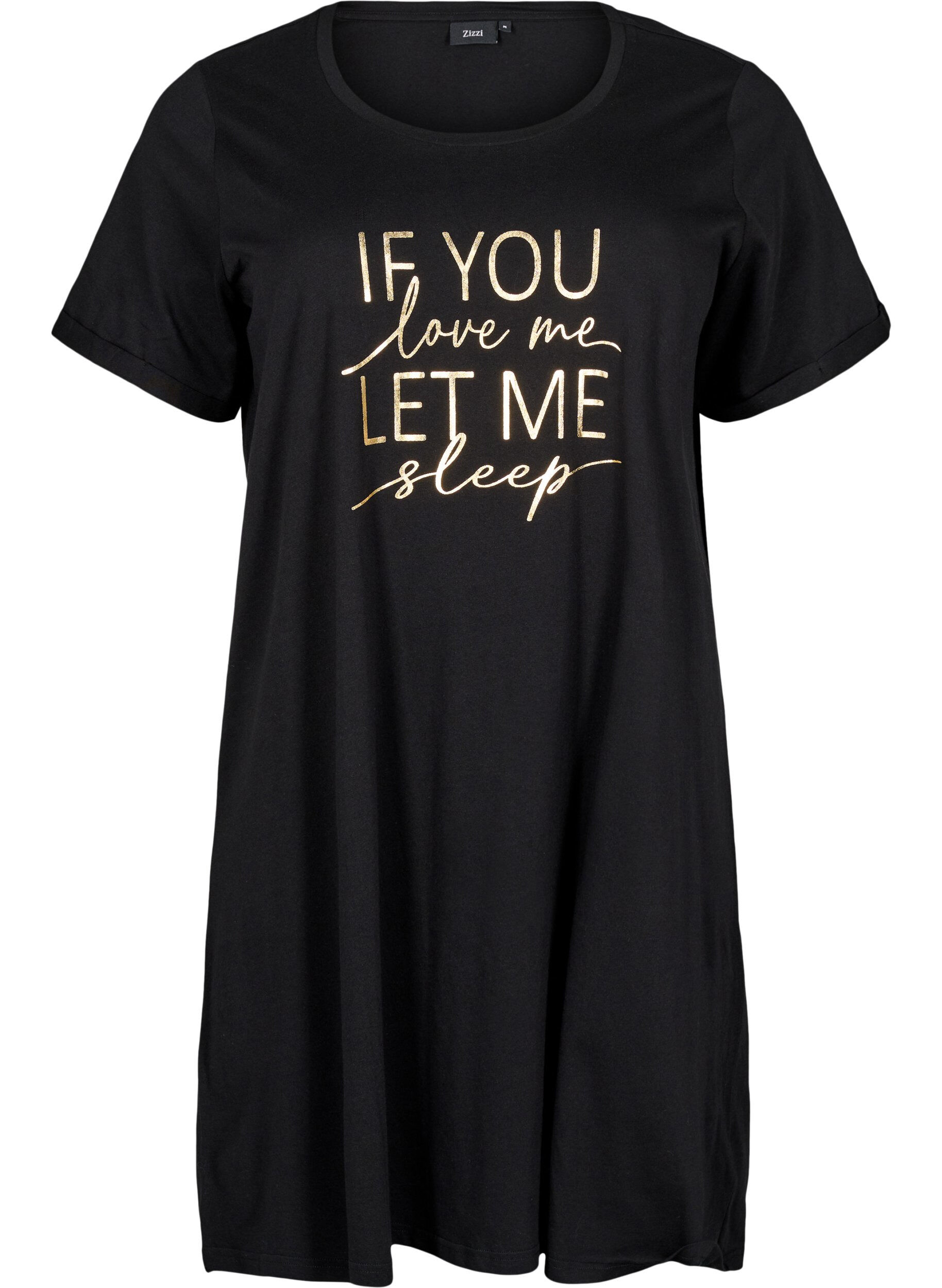 Zizzifashion Short-sleeved nightgown in organic cotton, Black, Packshot image number 0