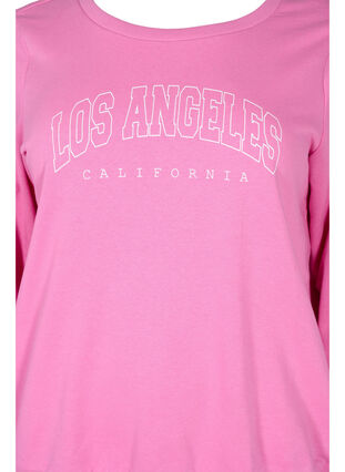 Cotton sweatshirt with text print, Wild Orchid, Packshot image number 2