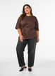 T-shirt with draped detail, Brown, Model image number 1