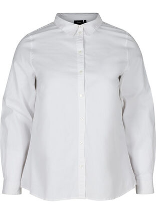 Long-sleeved shirt in cotton, Bright White, Packshot image number 0