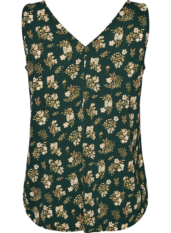 Printed top with v-neck, Green, Packshot image number 1