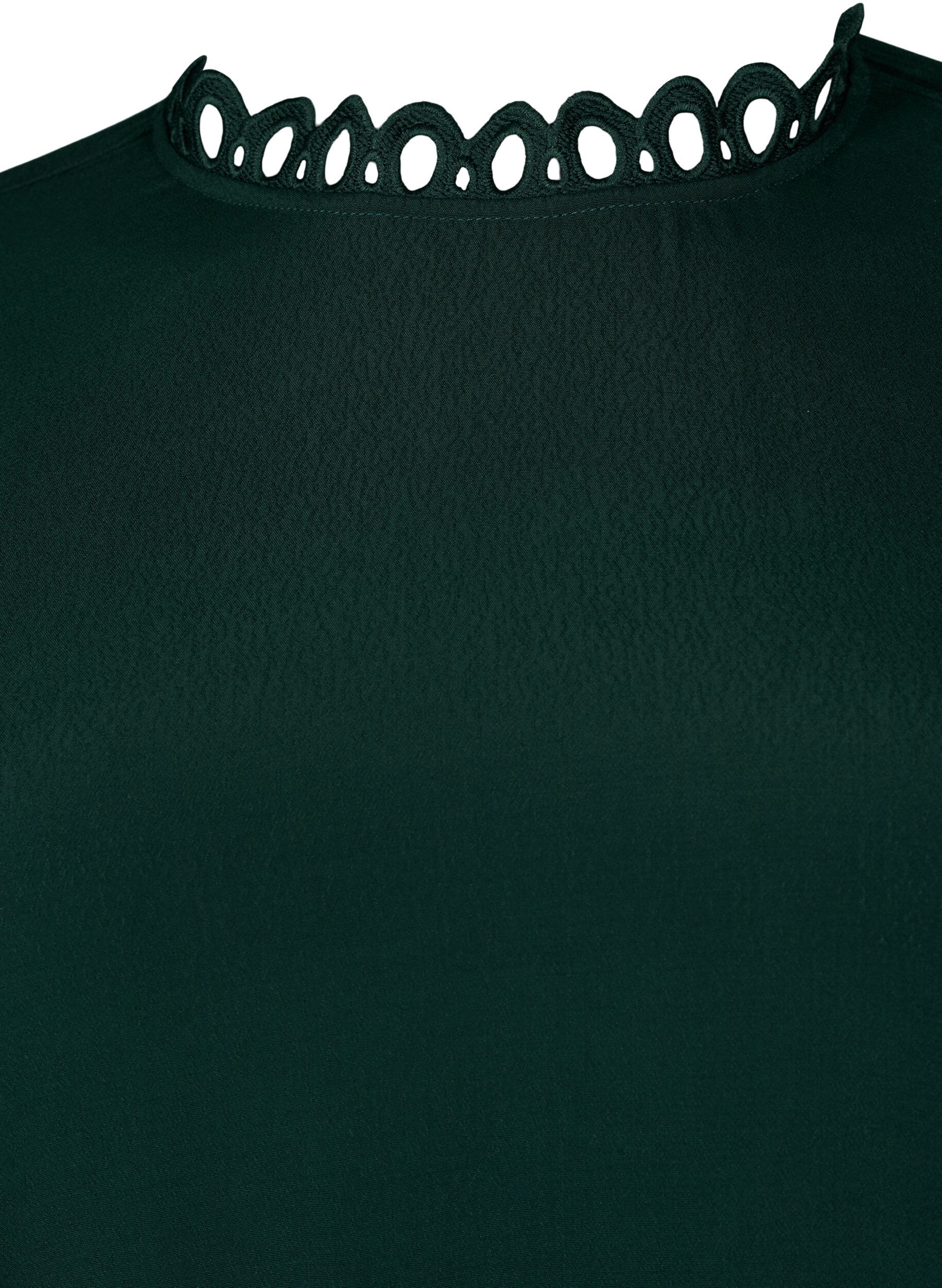 Zizzifashion Viscose dress with crochet sleeves, Scarab, Packshot image number 2