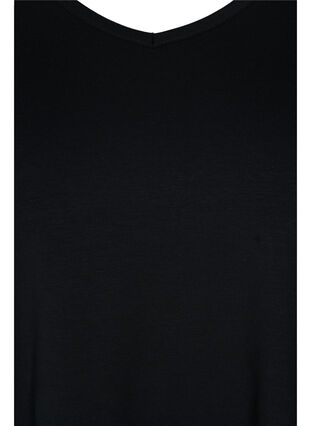 Cotton tunic with 3/4-length sleeves and lace details, Black, Packshot image number 2