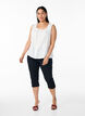 Sleeveless blouse with broderie anglaise and ruffles, Vanilla, Model image number 1