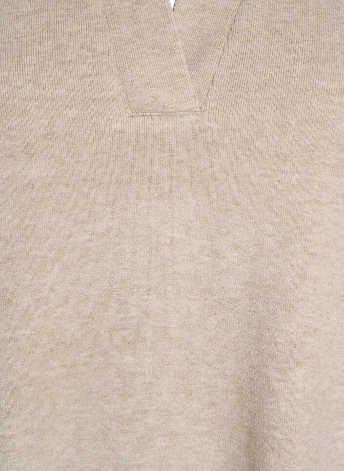 Jersey blouse with collar and short sleeves, Brown, Packshot image number 2