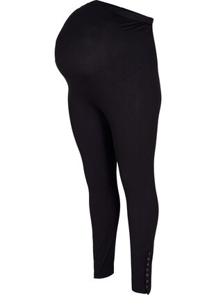 Pregnancy leggings in viscose with buttons, Black, Packshot image number 0