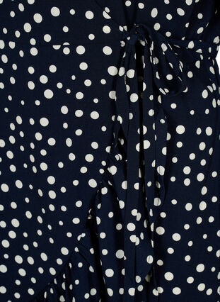 Dotted wrap dress with short sleeves, Night Sky Dot, Packshot image number 3