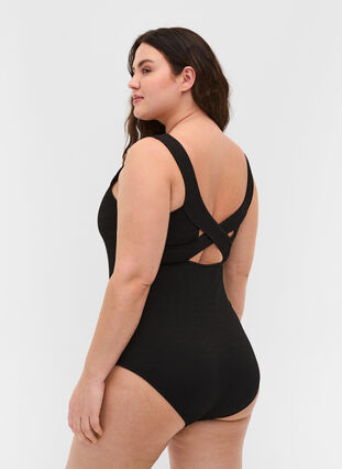 Swimsuit with cross back, Black, Model image number 1