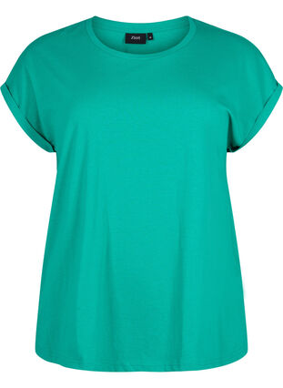 Short sleeve cotton blend T-shirt, Emerald Green, Packshot image number 0