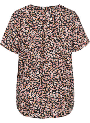 Printed blouse with short sleeves, Ditsy AOP, Packshot image number 1