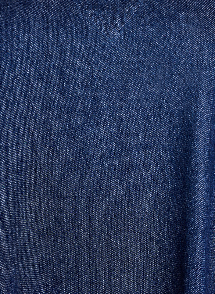 Short denim dress with a V-neck and collar, Blue, Packshot image number 2