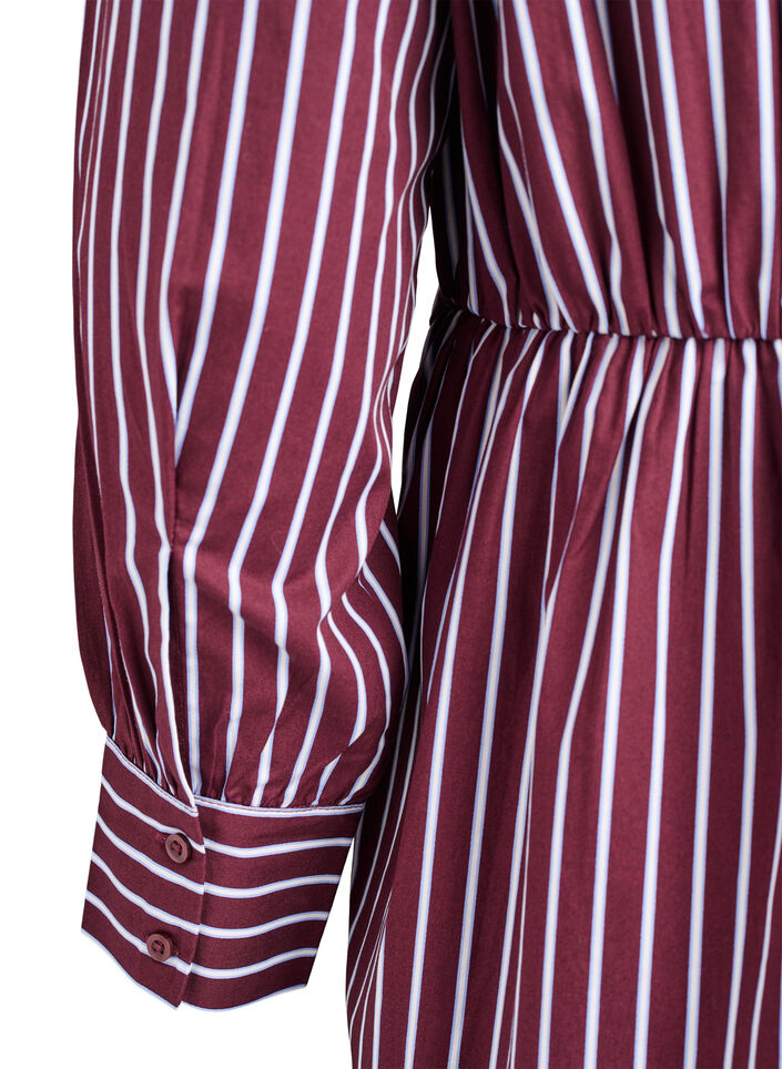 Striped shirt dress with an elasticated waist, Dark Bordeaux, Packshot image number 3