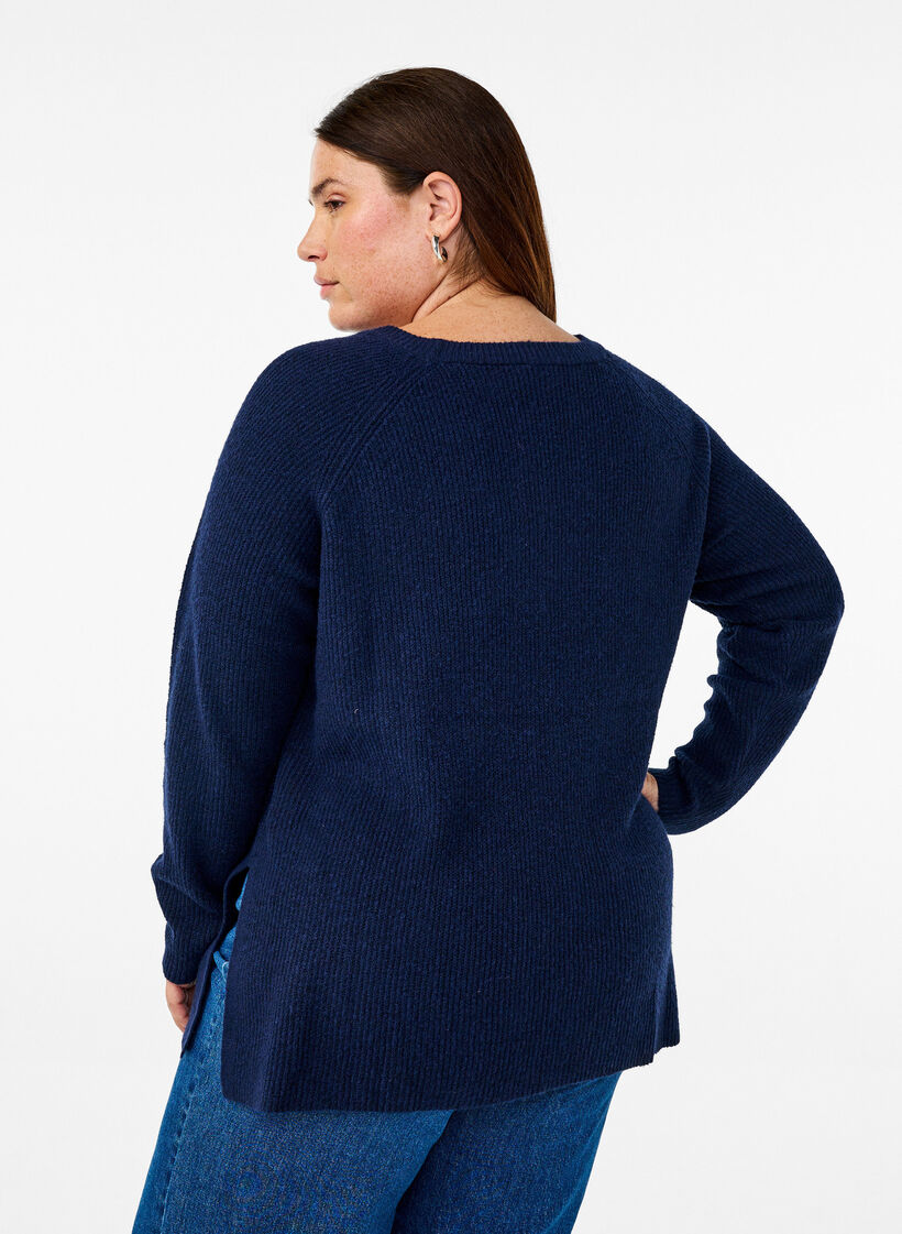 Knitted blouse with round neck, Naval Academy Mel., Model image number 1