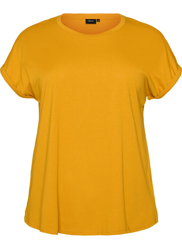 Short-sleeved cotton blend T-shirt, Yellow, Packshot image number 0