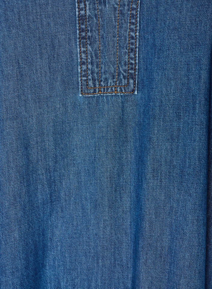 Denim maxi dress with frilled tiers, Blue, Packshot image number 2