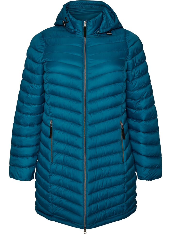 Lightweight jacket with pockets and detachable hood, Petrol, Packshot image number 0