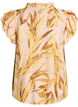 Viscose blouse with leaf print and ruffle details, Yellow, Packshot image number 1