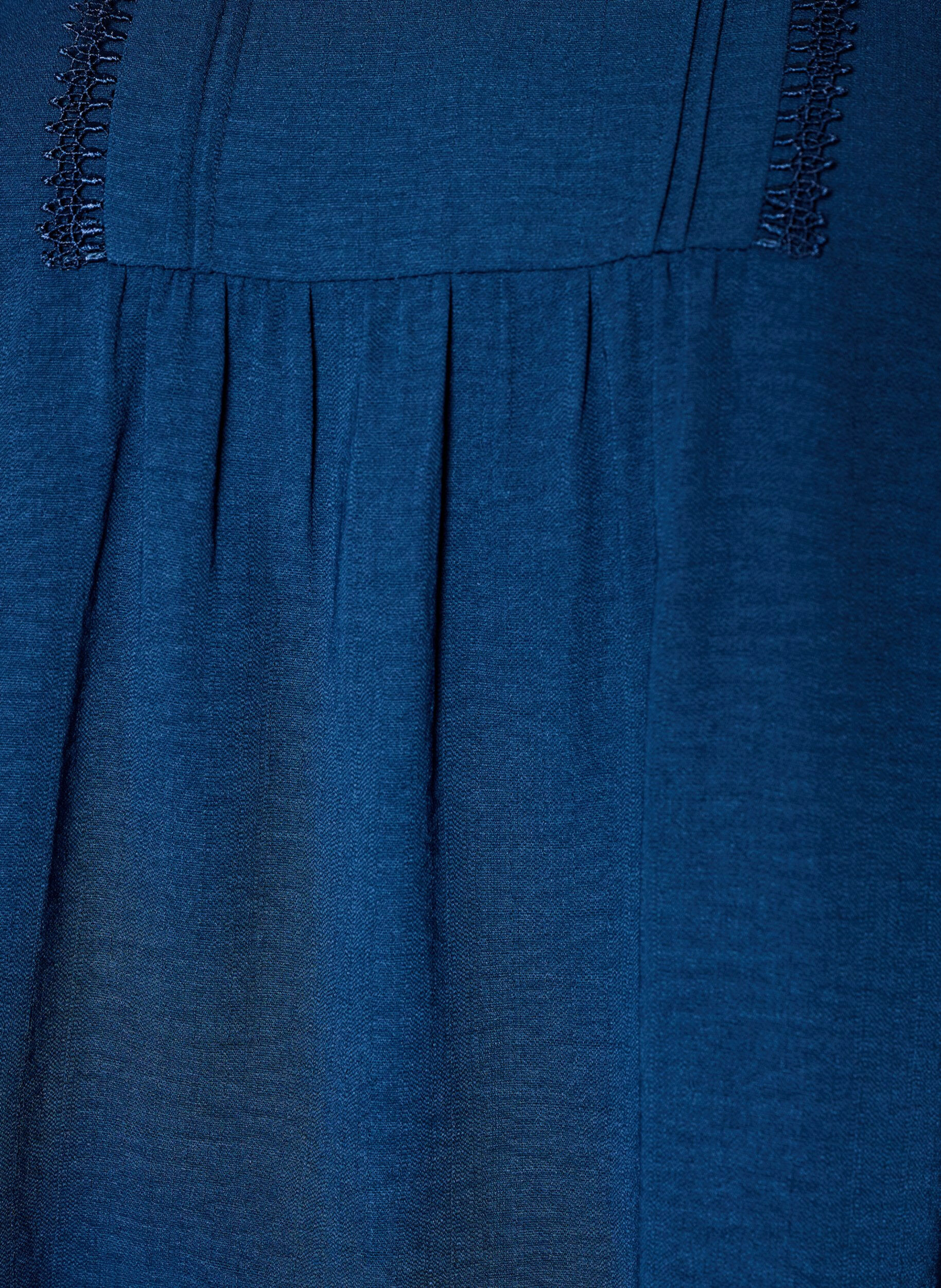 ZizzifashionBlouse with V-neck and crochet band, Blue, Packshot image number 2