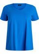 Solid-coloured basic cotton T-shirt, Blue, Packshot image number 0