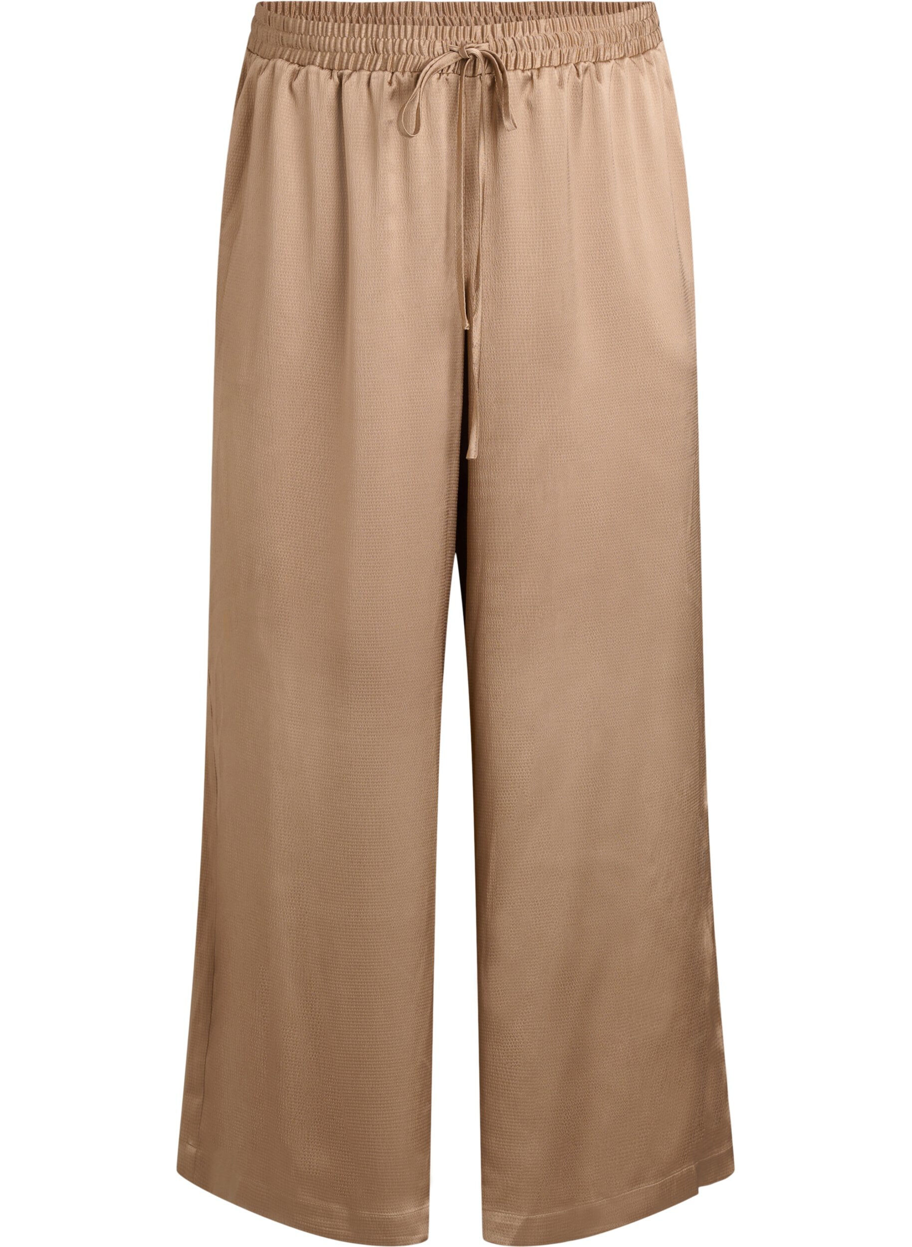 Satin-look trousers with wide, straight legs