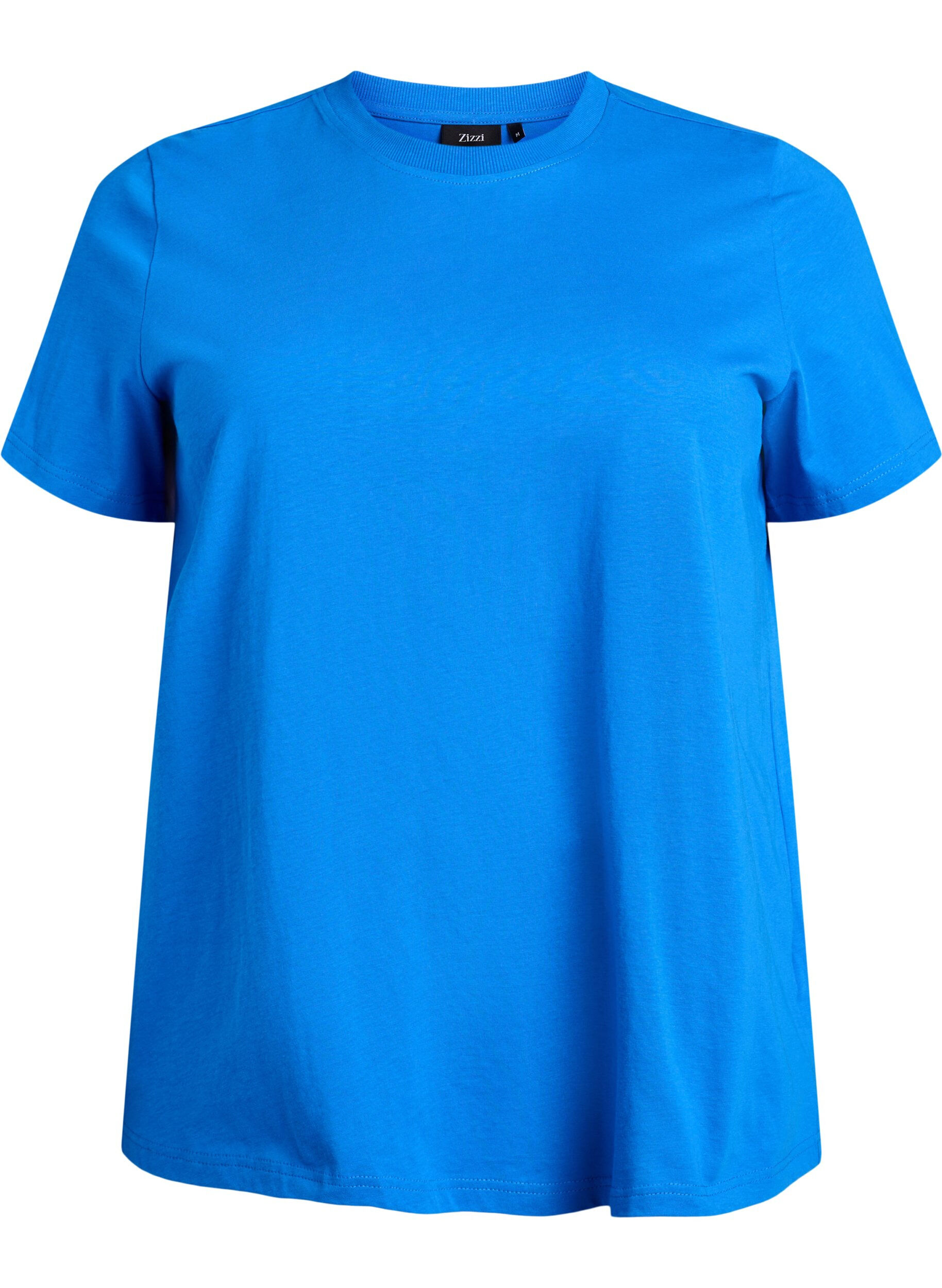 ZizzifashionBasic cotton T-shirt with round neck, Blue, Packshot image number 0