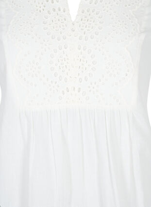 Long-sleeved cotton blouse with embroidery anglaise, Bright White, Packshot image number 2