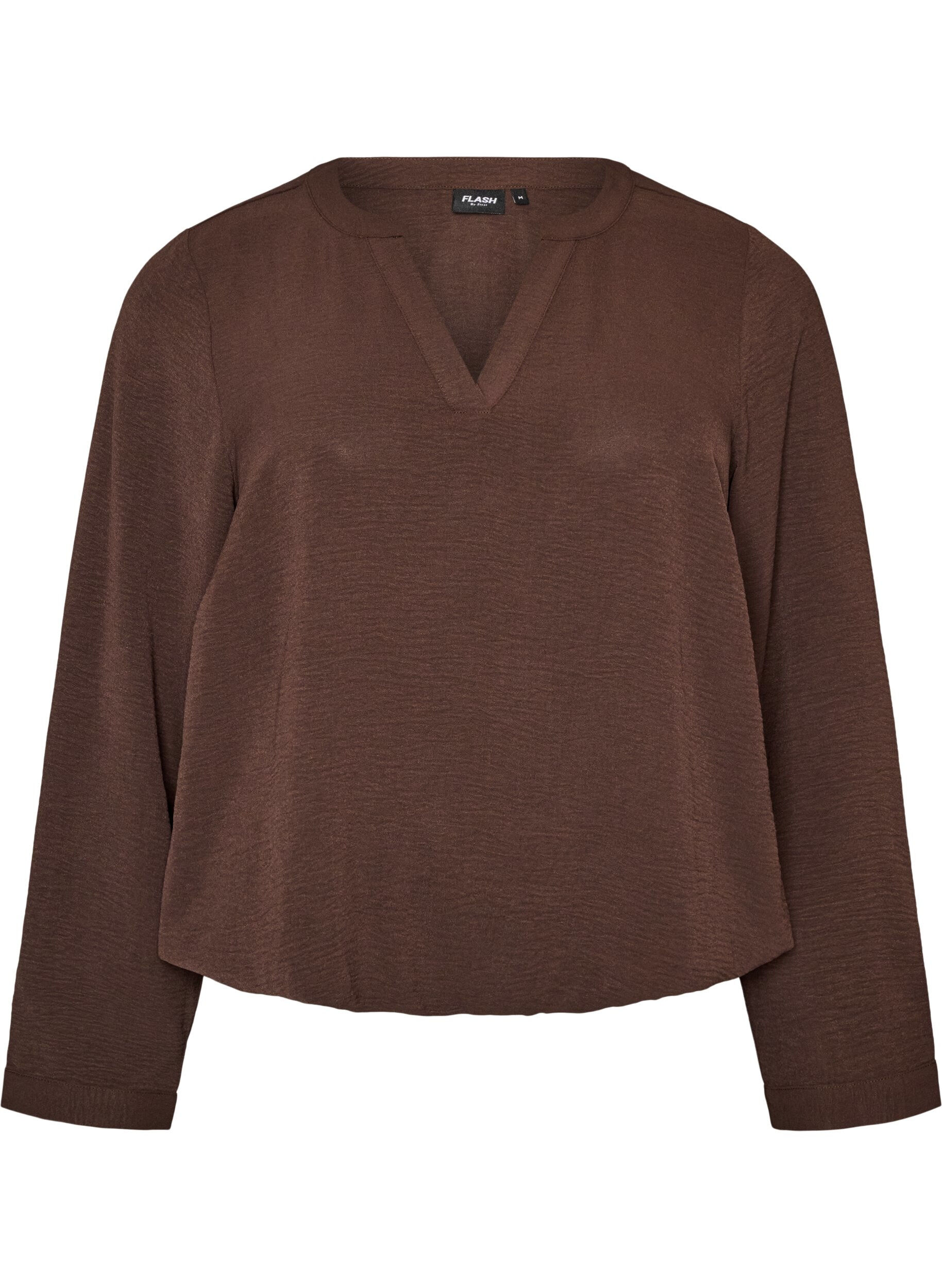ZizzifashionBalloon silhouette blouse with V-neck, Brown, Packshot image number 0
