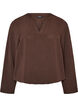 Balloon silhouette blouse with V-neck, Brown, Packshot image number 0