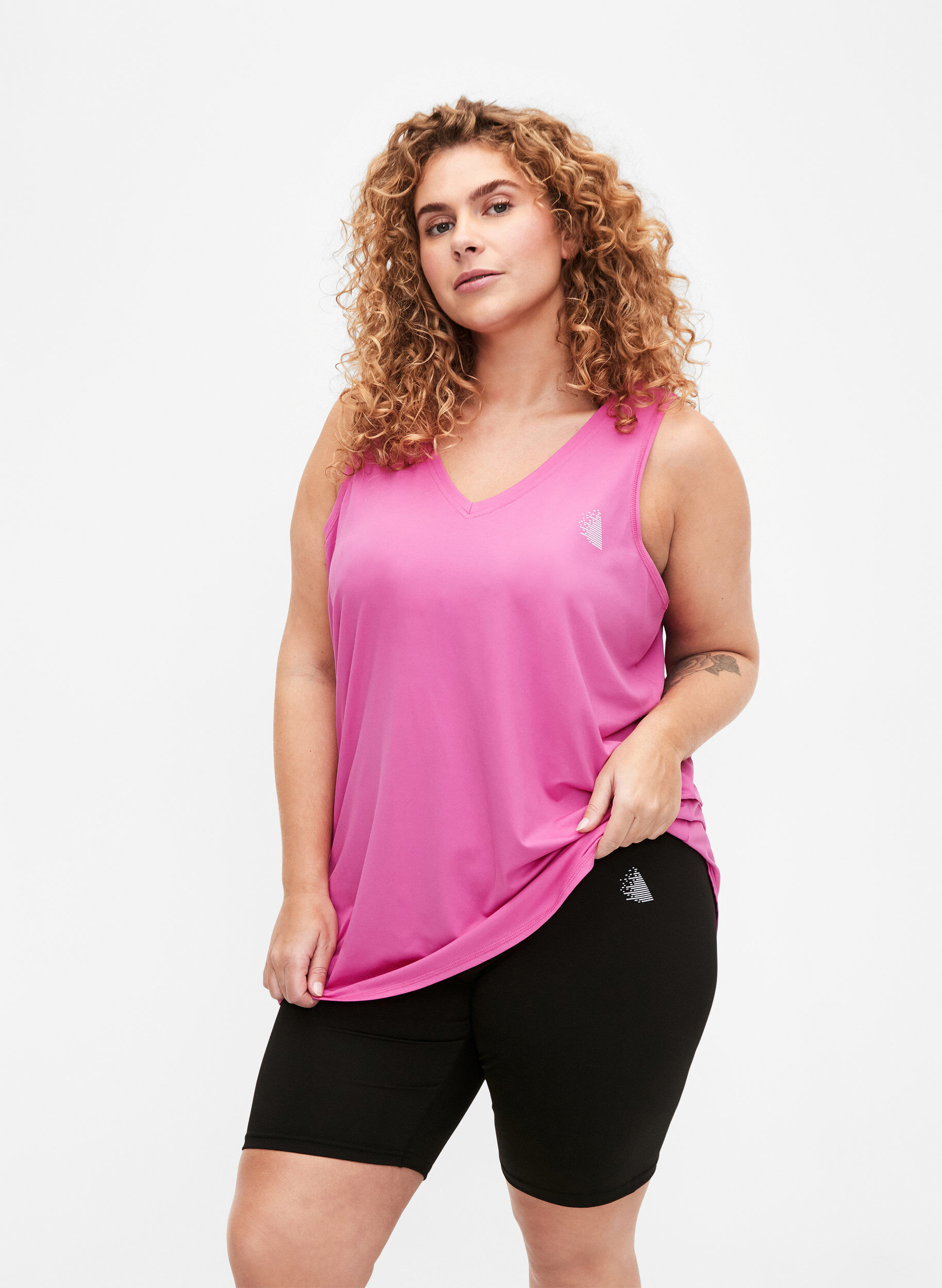 Zizzifashion V-neck training top, Raspberry Rose, Model image number 0